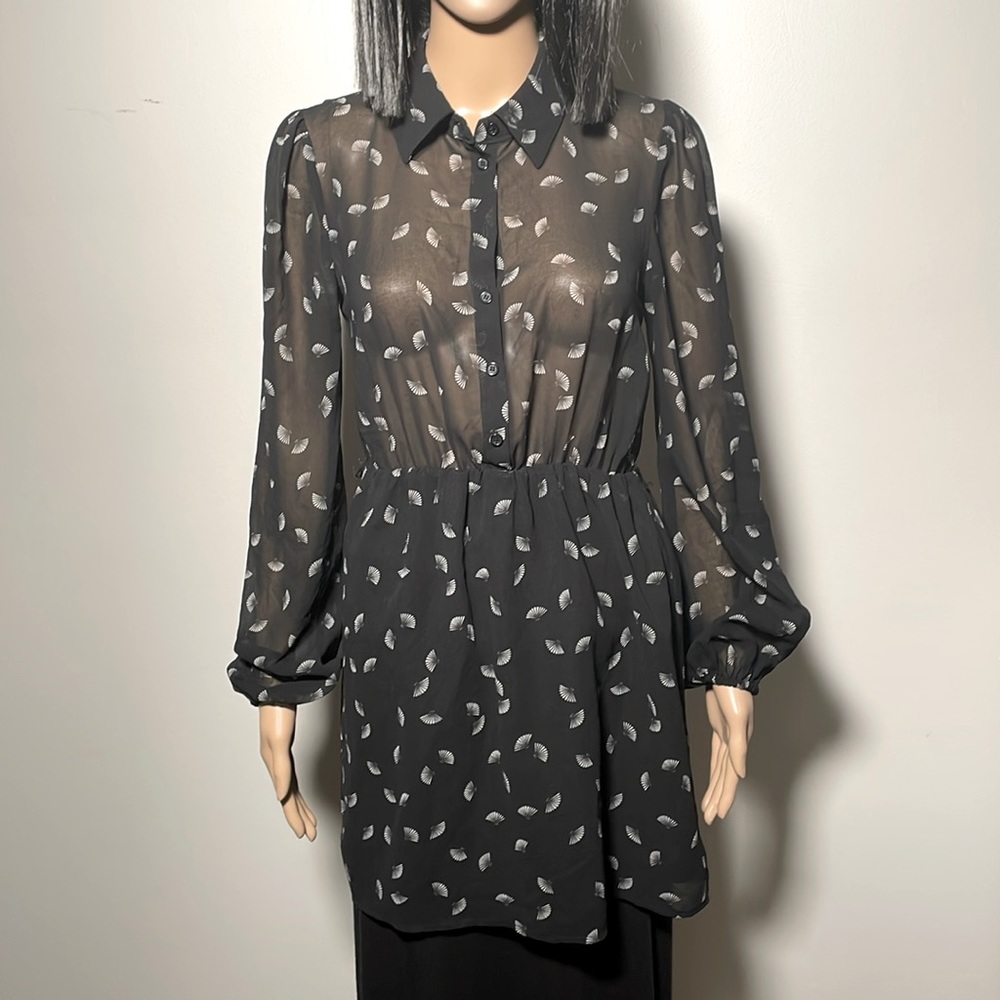 Forever 21 black sheer long sleeved dress size S